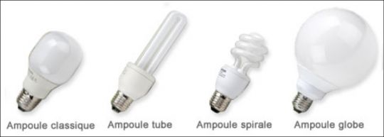 Différents modèles de lampes fluocompactes